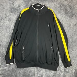 Polo by Ralph Lauren Black Track Jacket with Yellow Sleeve Stripes